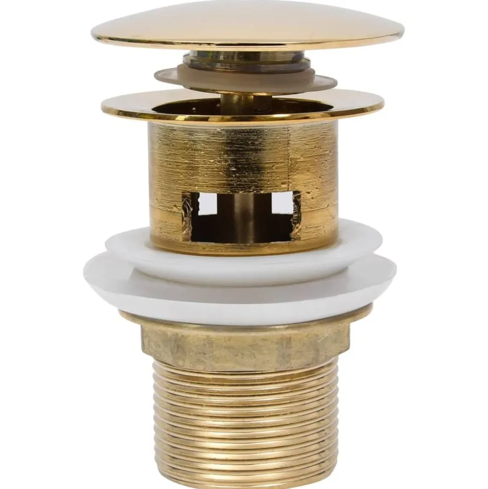 vidaXL Afvoer pop-up met overloop 6,4x6,4x9,1 cm goudkleurig