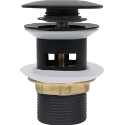 vidaXL Afvoer pop-up met overloop 6,4x6,4x9,1 cm zwart