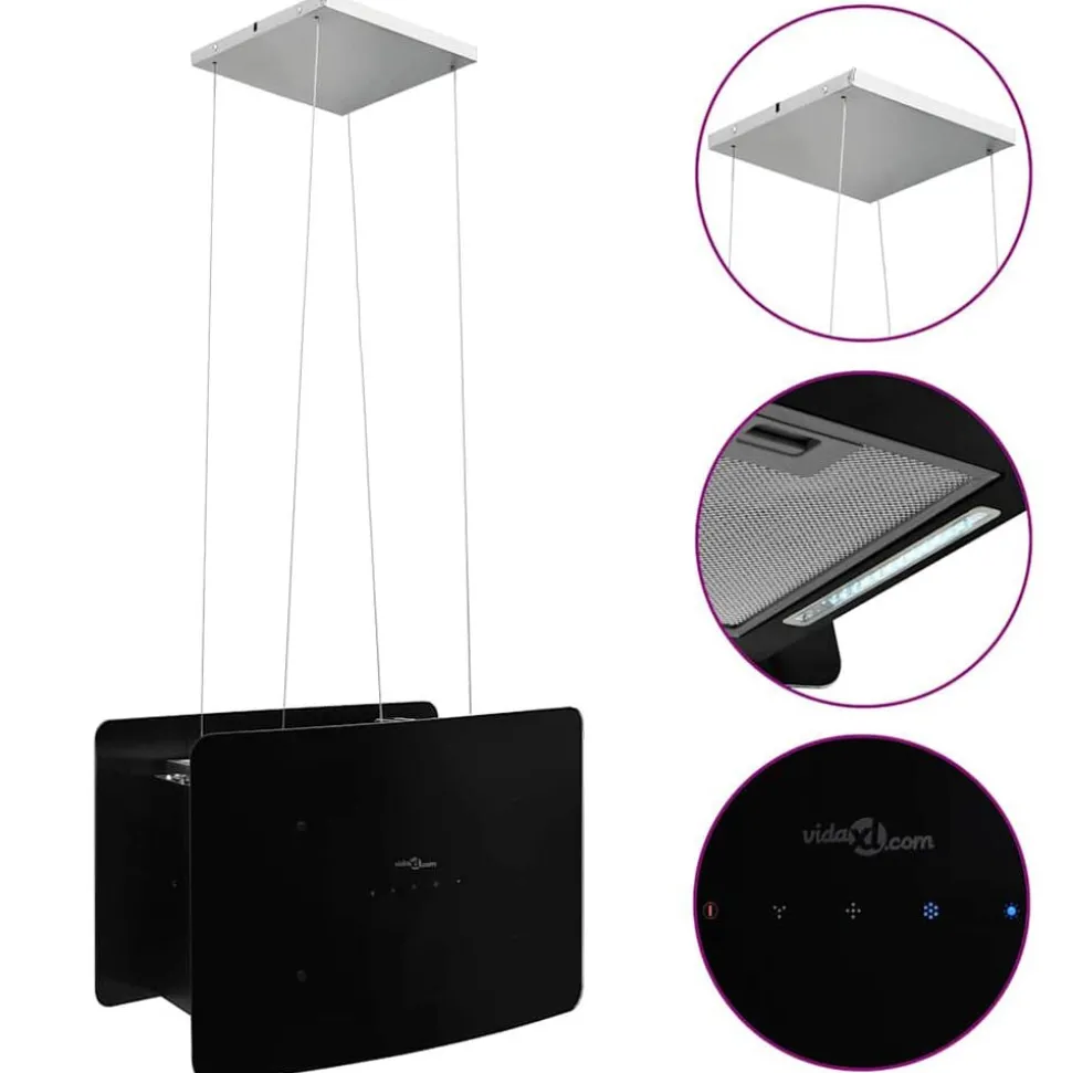 vidaXL Afzuigkap hangend met aanraaksensor LCD gehard glas