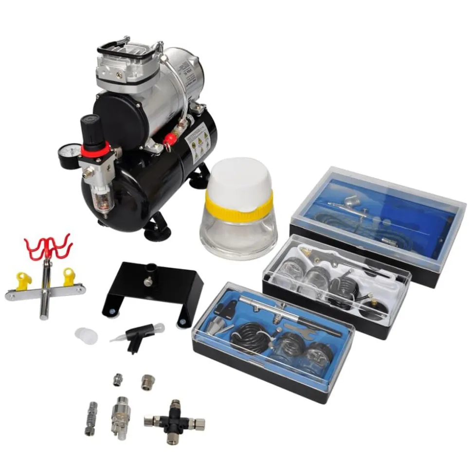 vidaXL Airbrush Compressorset met 3 pistolen