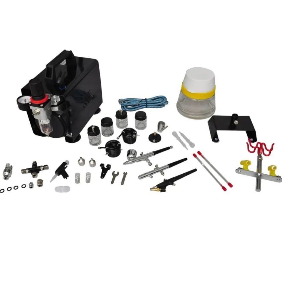 vidaXL Airbrush compressorset met 3 pistolen
