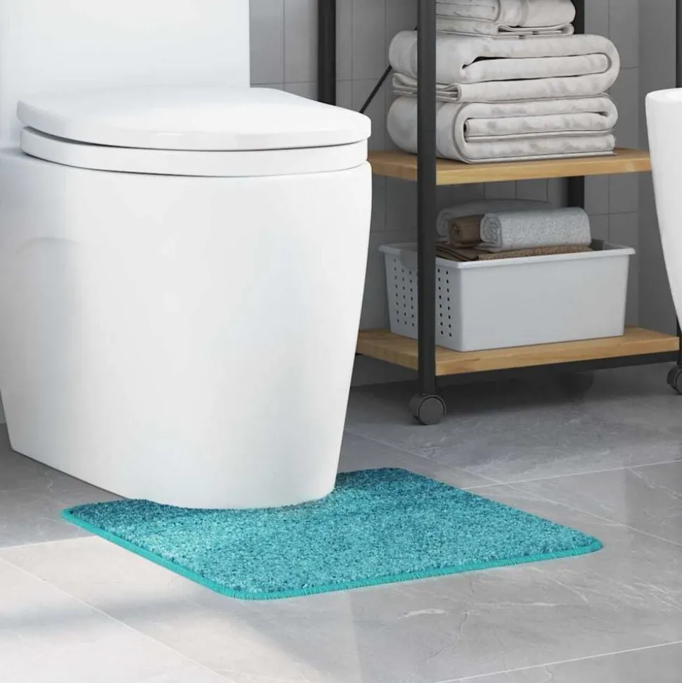 vidaXL Antislip Badmat met Toilet Cut Turquoise 50 x 50 cm PP