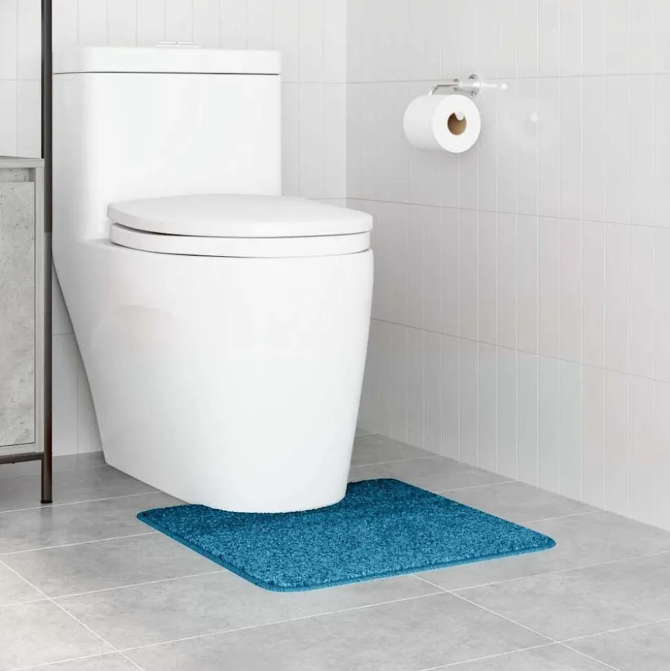 vidaXL Antislip Badmat met Toilet Cut Blauw 50 x 50 cm PP