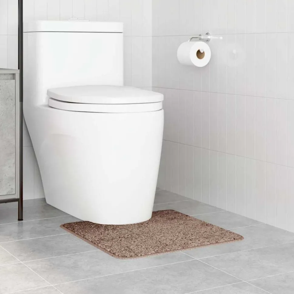 vidaXL Antislip Badmat met Toilet Cut Bruin 50 x 50 cm PP