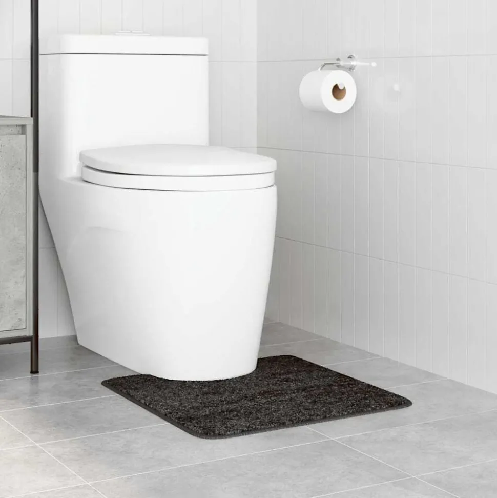vidaXL Antislip Badmat met Toilet Cut Donkergrijs 50 x 50 cm PP