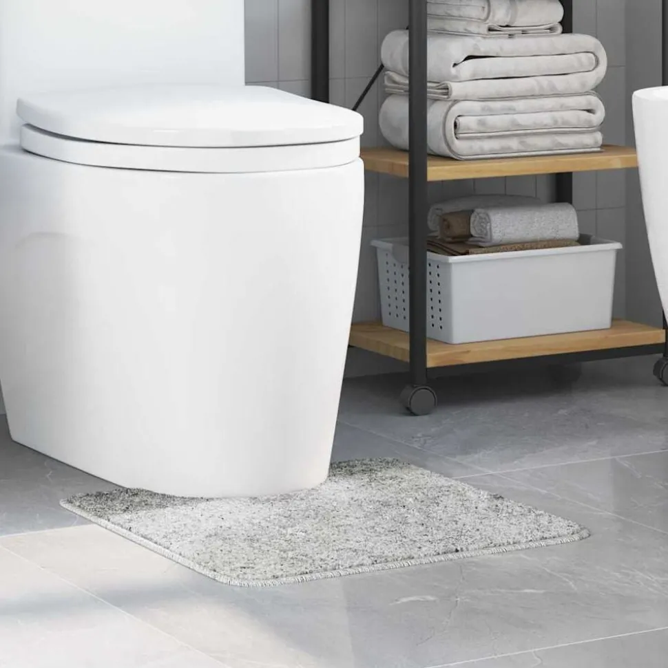 vidaXL Antislip Badmat met Toilet Cut Grijs 50 x 50 cm PP