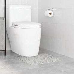 vidaXL Antislip Badmat met Toilet Cut Grijs 50 x 50 cm PP