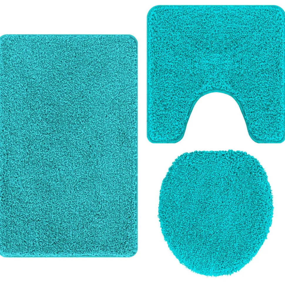 vidaXL Antislip Badmat Set 3 pcs Turquoise PP