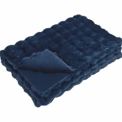 vidaXL Antislip deken van imitatie konijnenbont Olite Marineblauw