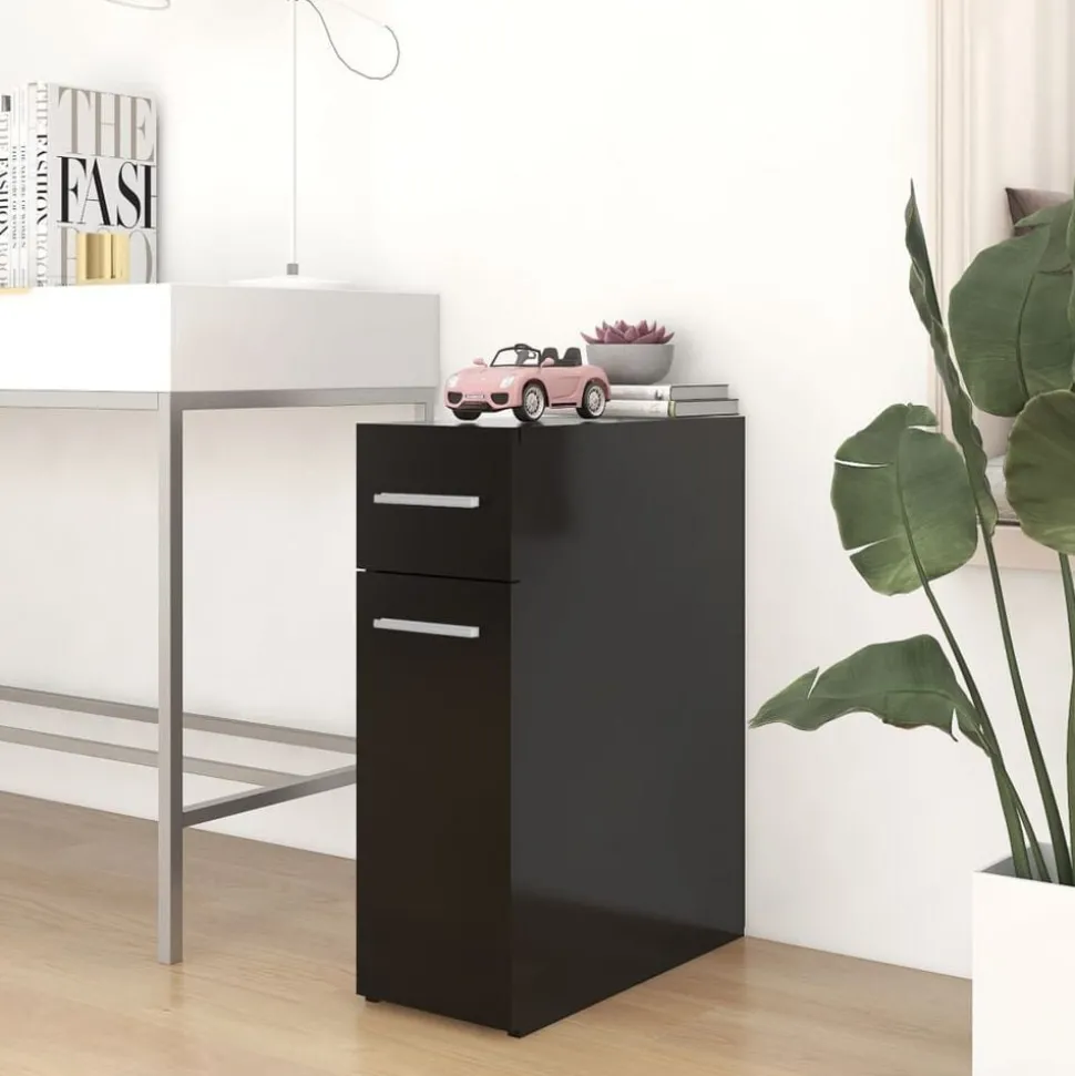 vidaXL Apothekerskast 20x45,5x60 cm bewerkt hout zwart
