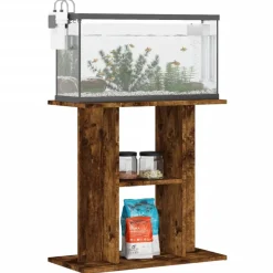 vidaXL Aquariumstandaard Gerookt Eikenhout 60x30x60 cm Bewerkt Hout