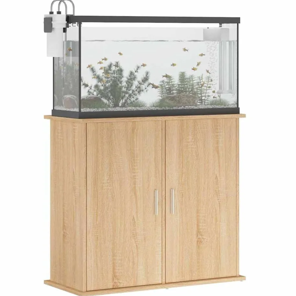 vidaXL Aquariumstandaard Sonoma Eiken 81x36x73 cm Bewerkt Hout
