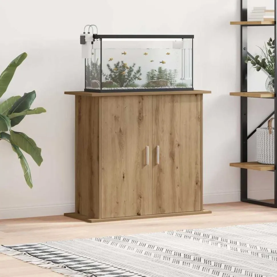 vidaXL Aquariumstandaard Artisan Eikenhout 81x36x73 cm Bewerkt Hout