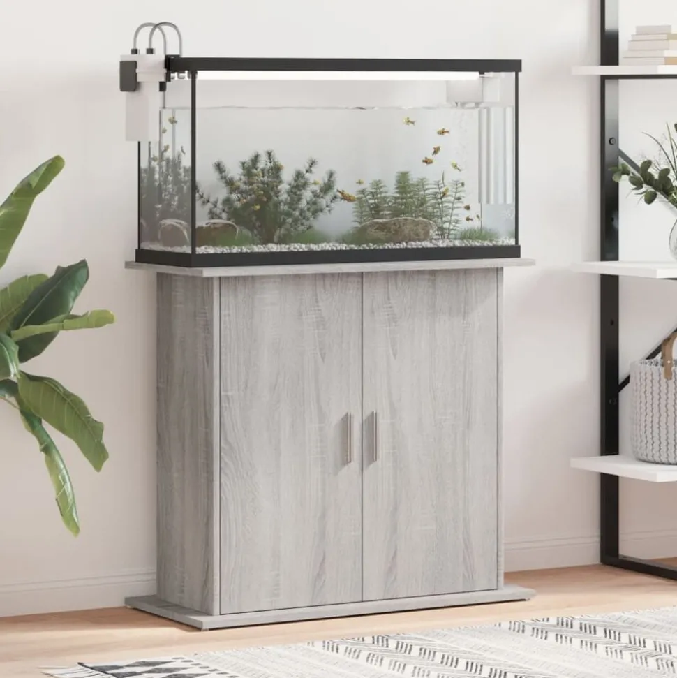 vidaXL Aquariumstandaard 81x36x73 cm bewerkt hout grijs sonoma eiken