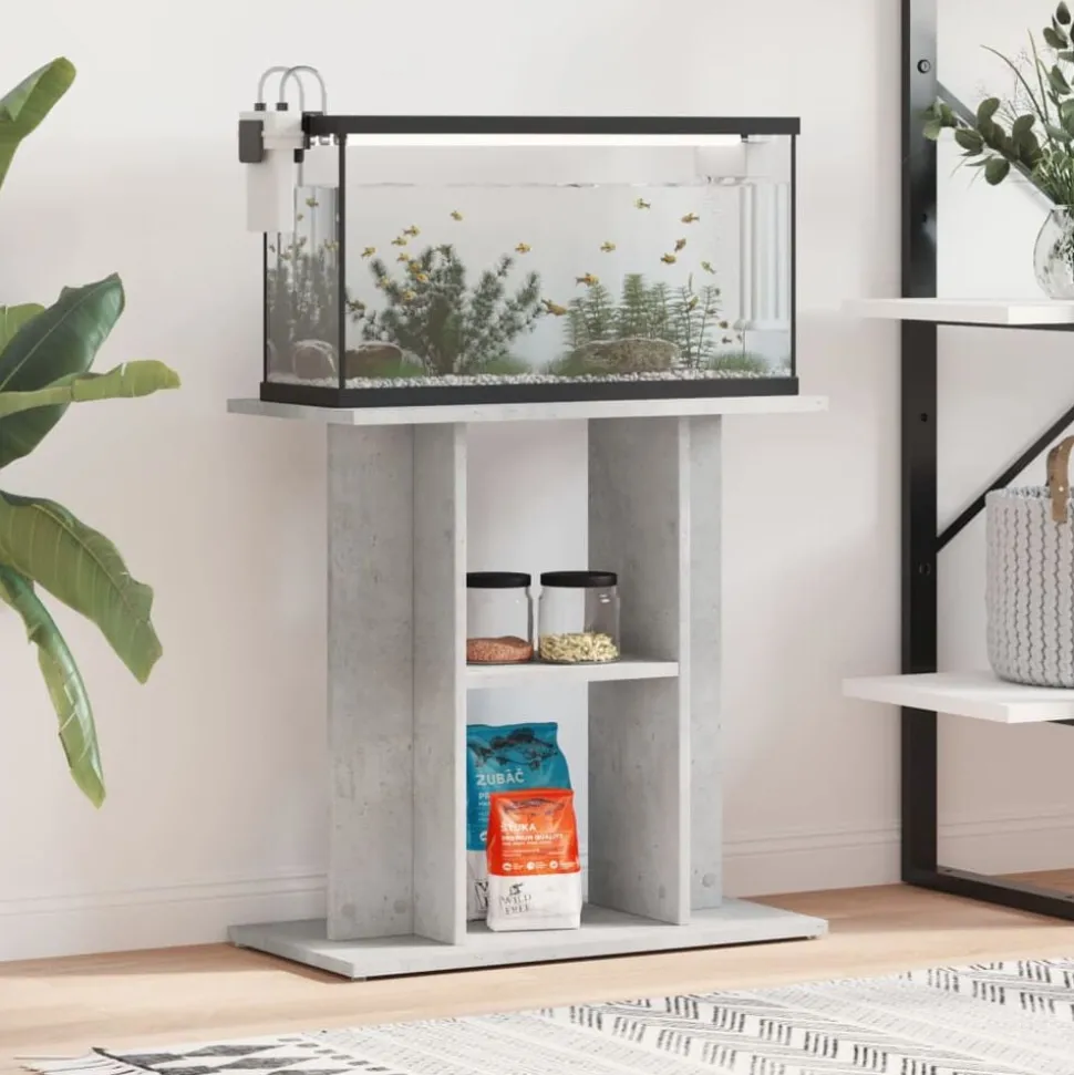 vidaXL Aquariumstandaard Betongrijs 60x30x60 cm Bewerkt hout