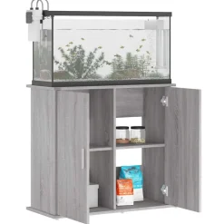 vidaXL Aquariumstandaard 81x36x73 cm bewerkt hout grijs sonoma eiken