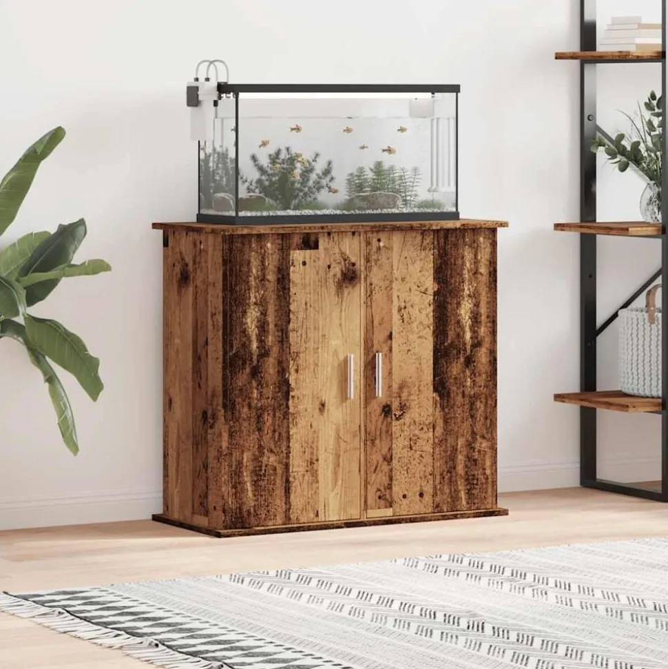 vidaXL Aquariumstandaard 81x36x73 cm bewerkt hout oud houtkleurig