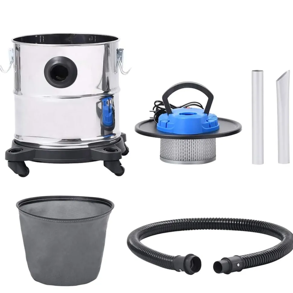 vidaXL Asstofzuiger met HEPA filter 1200 W 20 L roestvrij staal