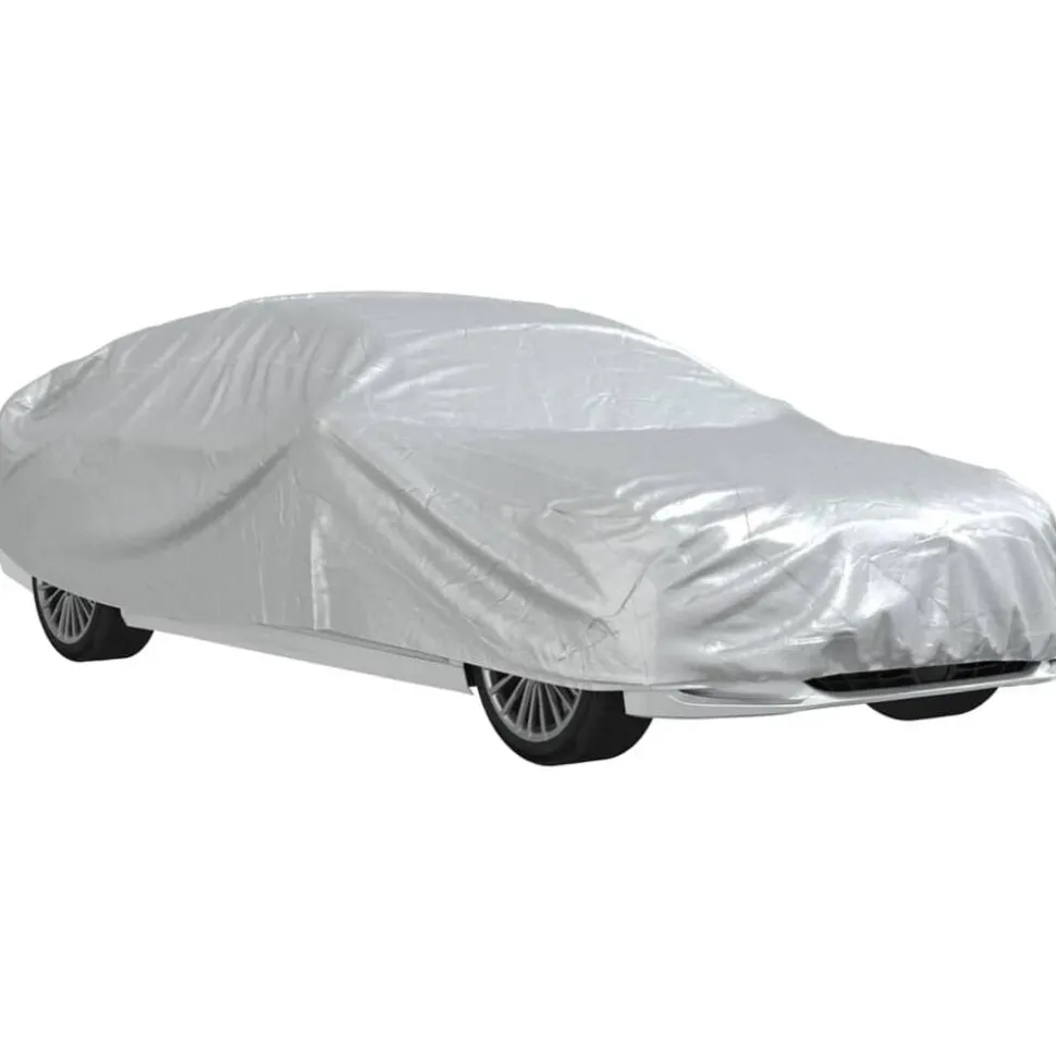 vidaXL Autohoes voor sedan met gespriemen M PEVA zilverkleurig