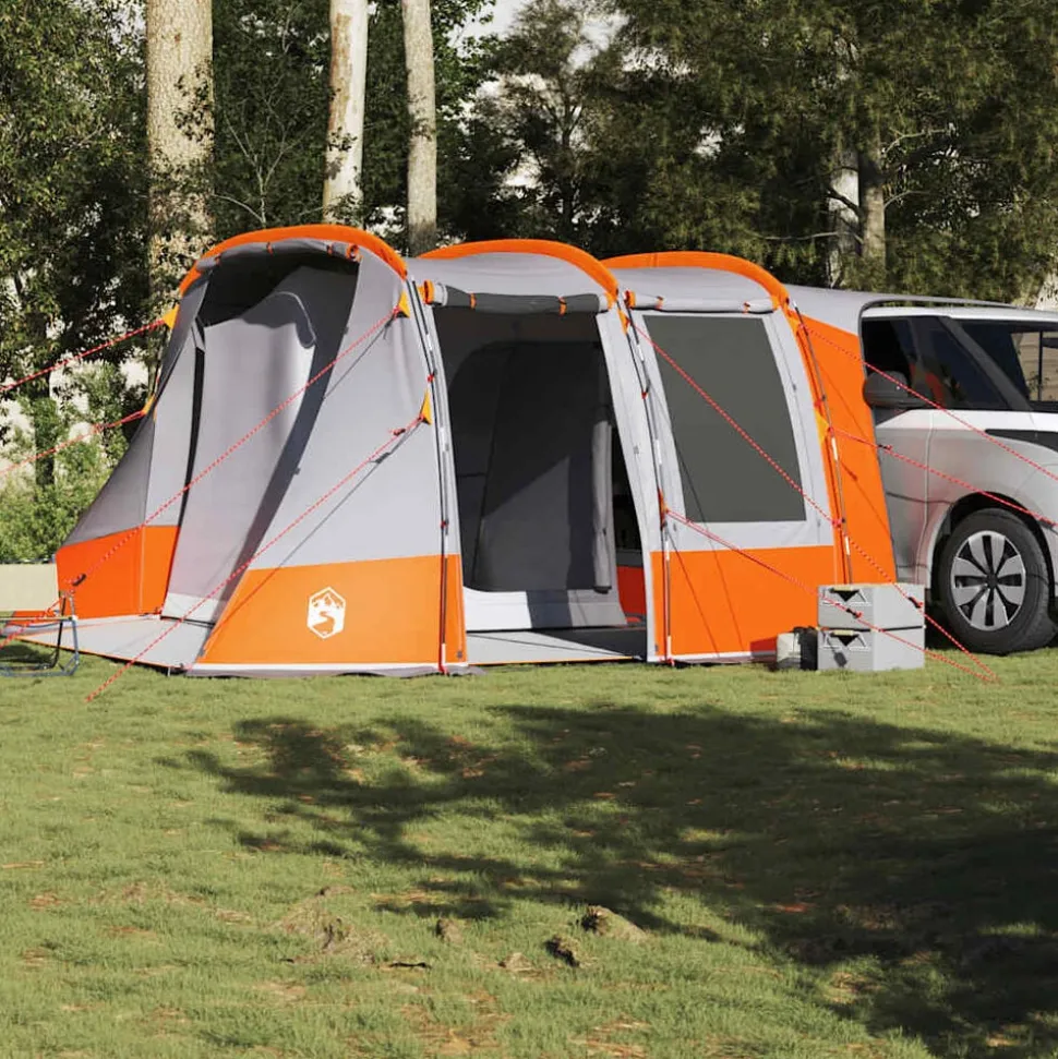 vidaXL Autotent waterdicht grijs en oranje