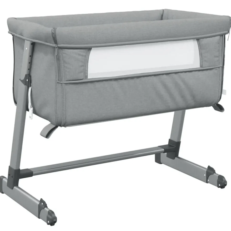vidaXL Babybed met matras linnen lichtgrijs