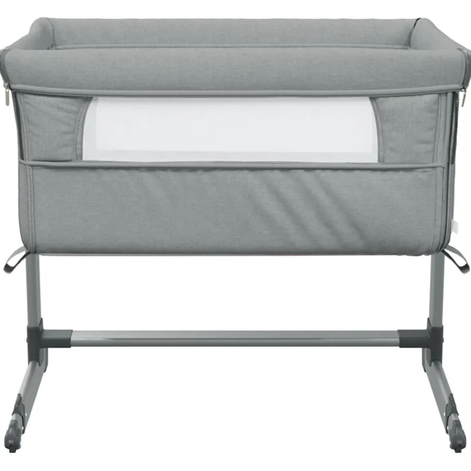 vidaXL Babybed met matras linnen lichtgrijs