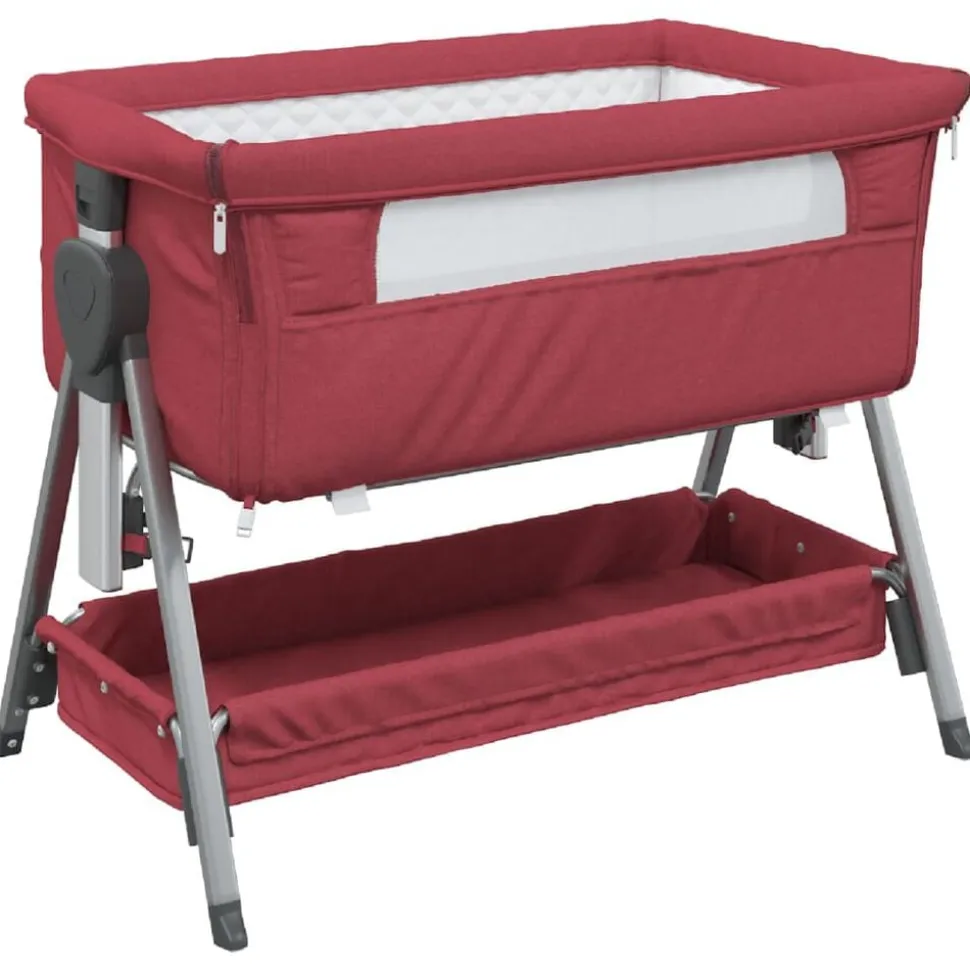 vidaXL Babybox met matras linnen rood