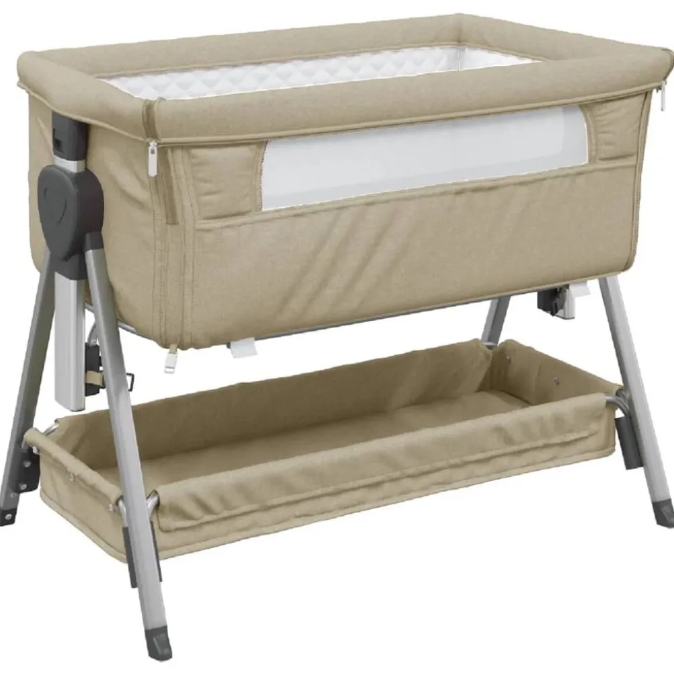 vidaXL Babybox met matras linnen taupe