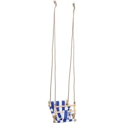 vidaXL Babyschommel met veiligheidsgordel katoen hout blauw