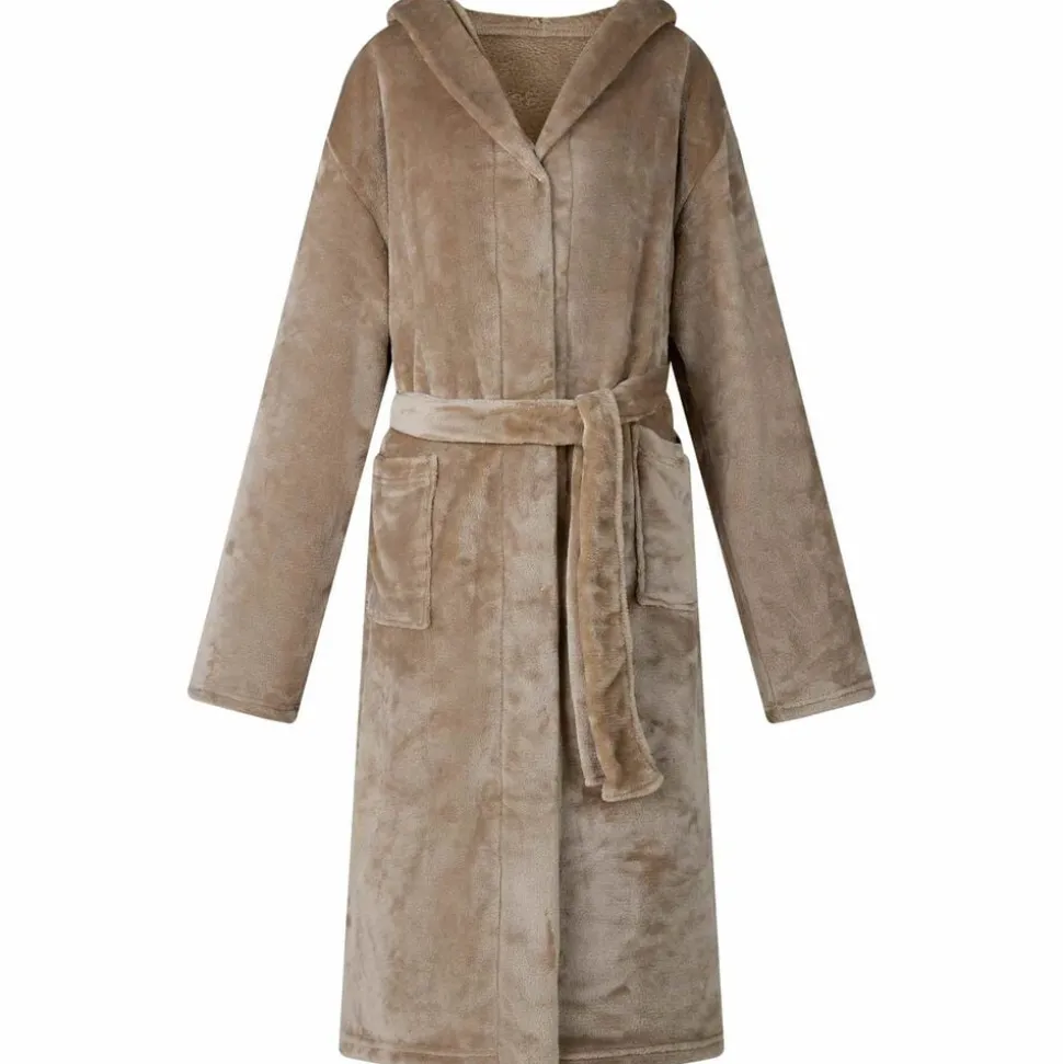 vidaXL Badjas Hoodie Kameel s Flanel