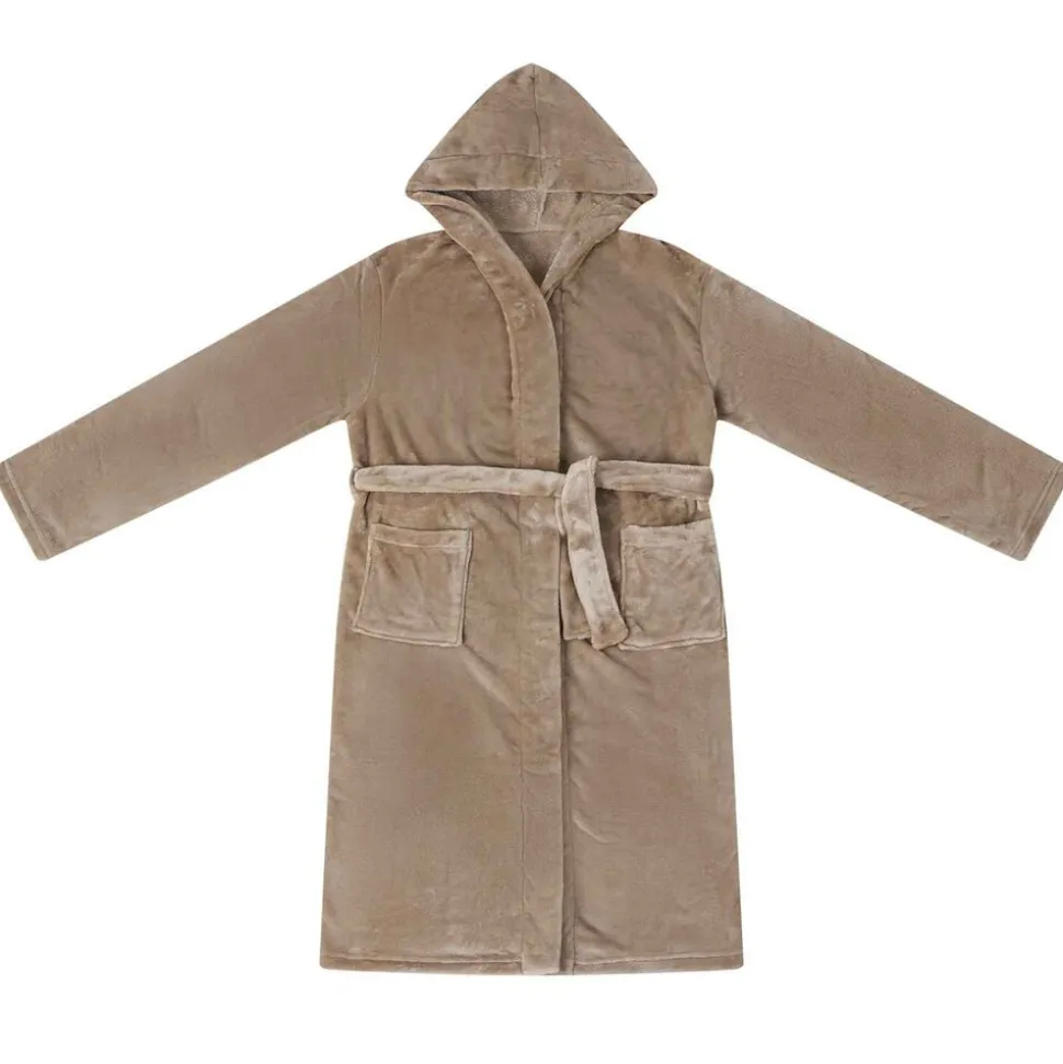 vidaXL Badjas Hoodie Kameel s Flanel