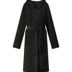 vidaXL Badjas Hoodie Zwart s Flanel