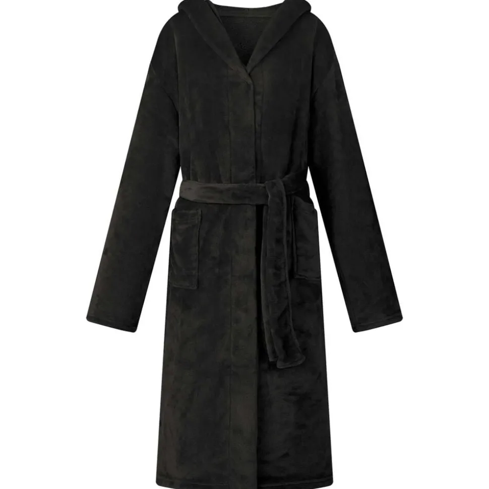 vidaXL Badjas Hoodie Zwart s Flanel