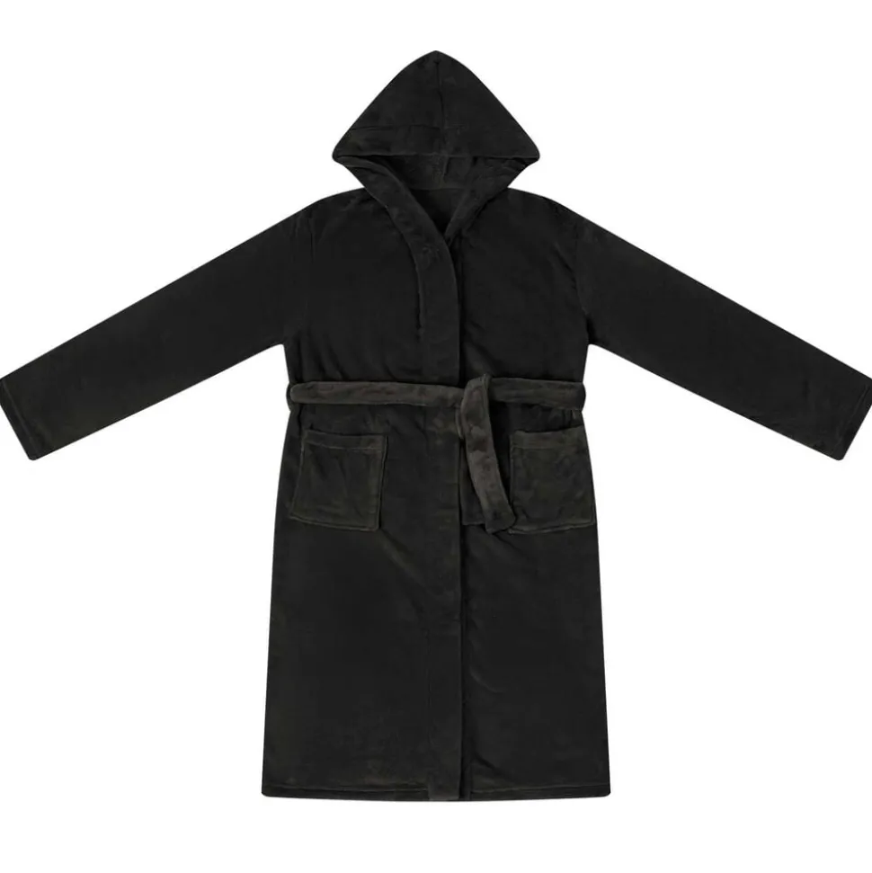 vidaXL Badjas Hoodie Zwart s Flanel