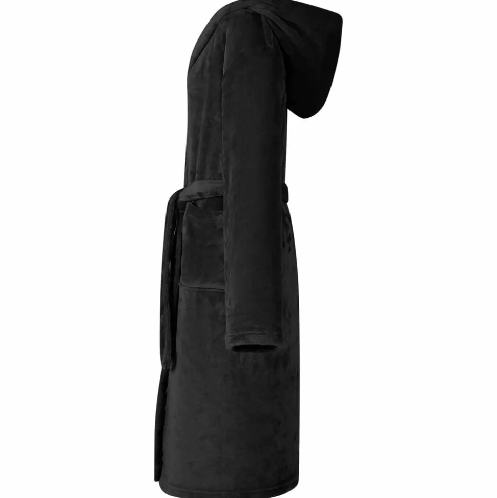 vidaXL Badjas Hoodie Zwart s Flanel