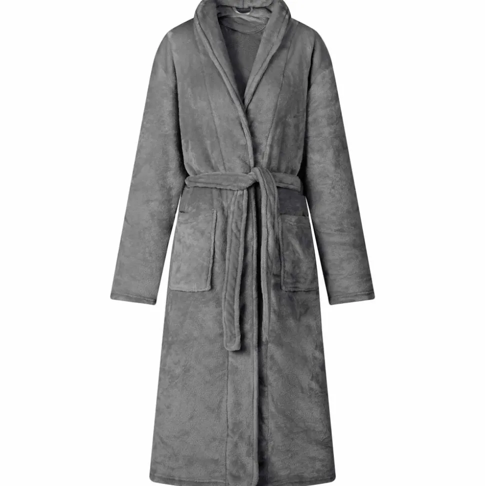 vidaXL Badjas zonder Kap Donkergrijs s Flanel