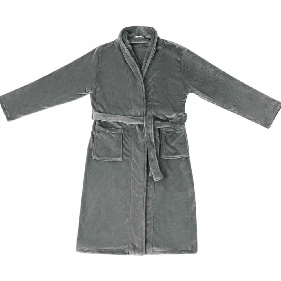 vidaXL Badjas zonder Kap Donkergrijs s Flanel