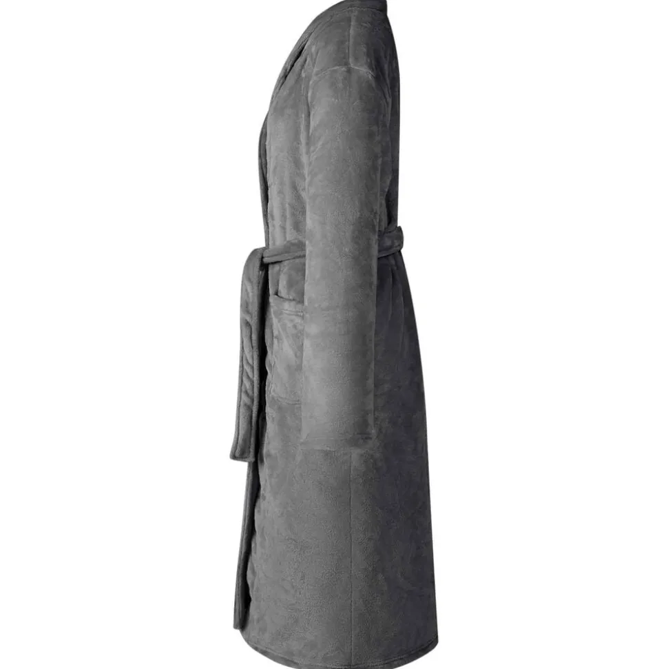 vidaXL Badjas zonder Kap Donkergrijs s Flanel