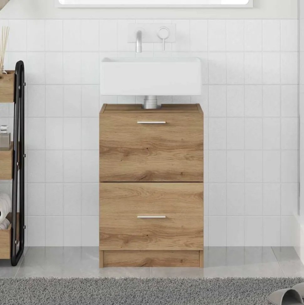 vidaXL Badkamer Kast Artisan Eiken 40 x 37 x 59 cm Bewerkt hout
