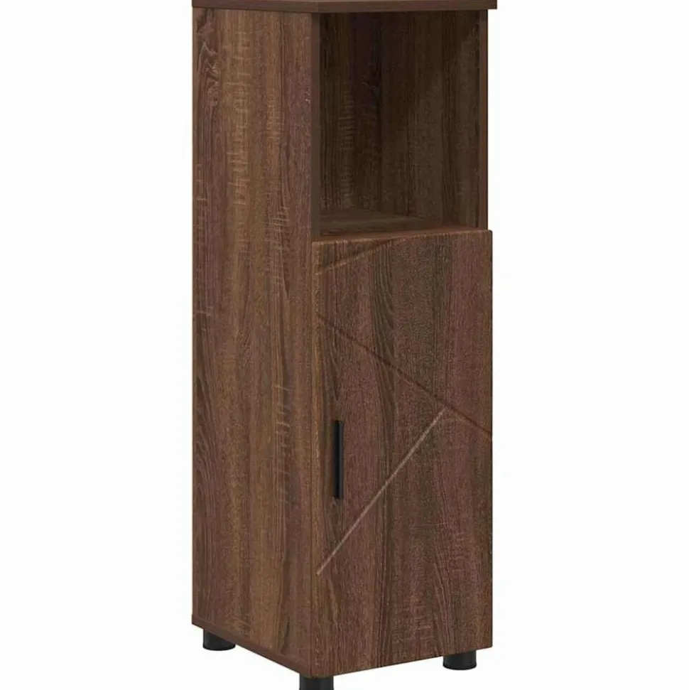 vidaXL Badkamer Kast Bruin Eiken 30 x 35 x 95 cm Bewerkt hout & Metaal
