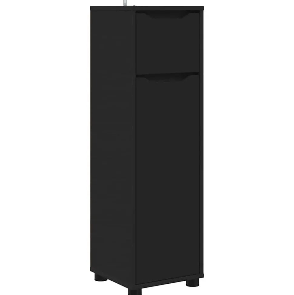 vidaXL Badkamer Kast met lade Zwart 30,5 x 30 x 101 cm Bewerkt hout