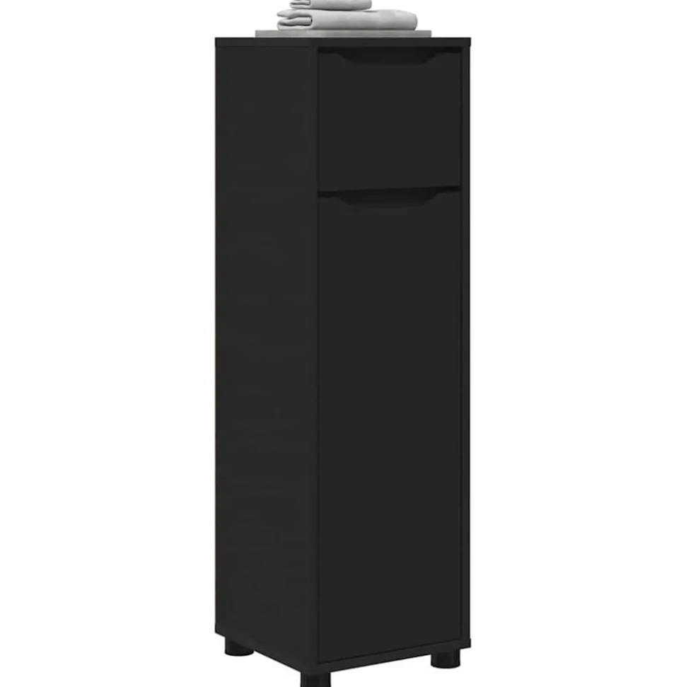 vidaXL Badkamer Kast met lade Zwart 30,5 x 30 x 101 cm Bewerkt hout