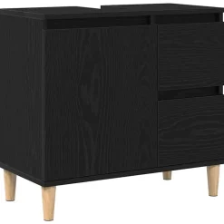 vidaXL Badkamer Kast met lade Zwart Eiken 65 x 33 x 60 cm Bewerkt hout