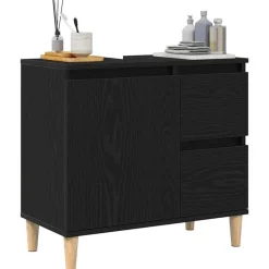vidaXL Badkamer Kast met lade Zwart Eiken 65 x 33 x 60 cm Bewerkt hout