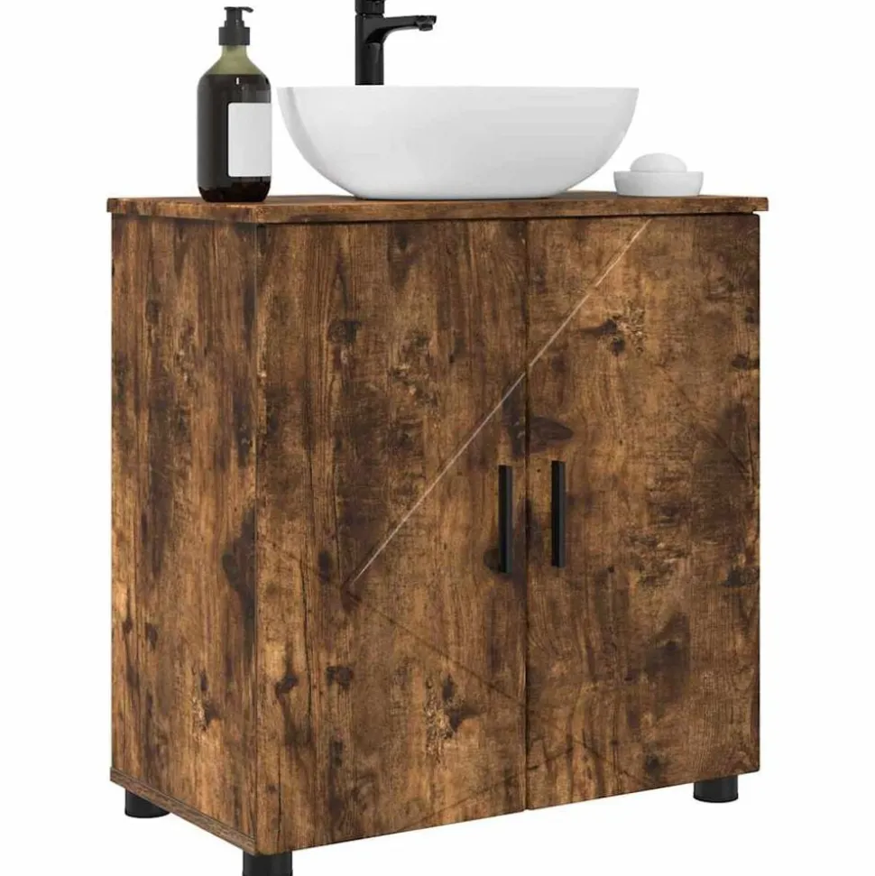 vidaXL Badkamer Kast met opslag Gerookt eiken 61 x 35 x 64 cm