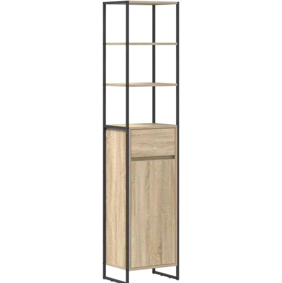 vidaXL Badkamer Kast met lade Sonoma 40 x 30 x 180 cm Bewerkt hout