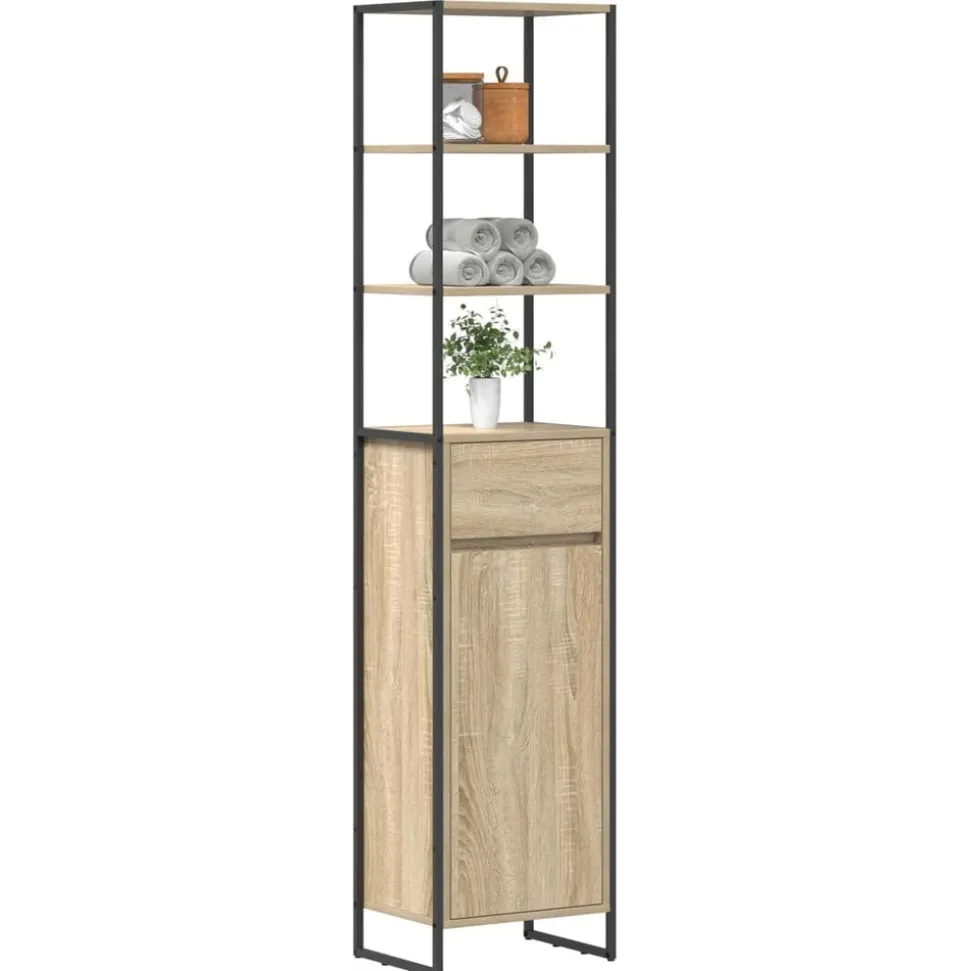 vidaXL Badkamer Kast met lade Sonoma 40 x 30 x 180 cm Bewerkt hout