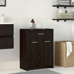 vidaXL Badkamer Kast met lade Zwart Eiken 60 x 33 x 80 cm Bewerkt hout