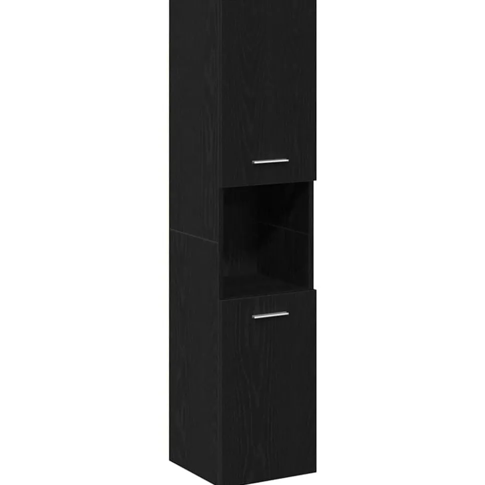 vidaXL Badkamer Kast Zwart Eiken 30 x 30 x 130 cm Bewerkt hout
