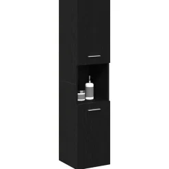 vidaXL Badkamer Kast Zwart Eiken 30 x 30 x 130 cm Bewerkt hout